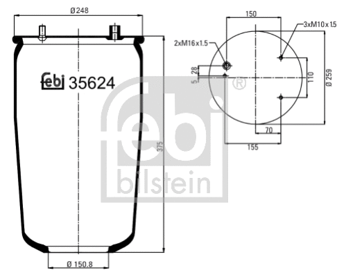 Bellow, air suspension (35624)