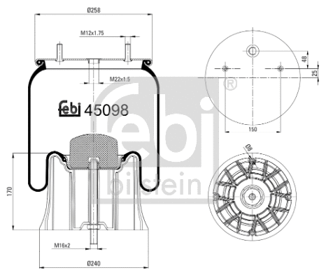 Bellow, air suspension (45098)