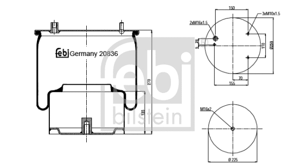 Bellow, air suspension (20836)