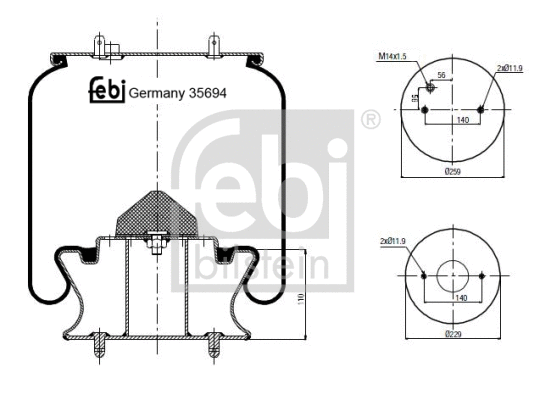 Bellow, air suspension (35694)