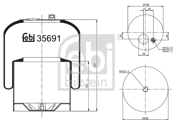 Bellow, air suspension (35691)
