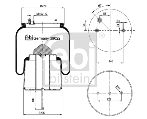 Bellow, air suspension (39022)