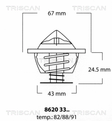 Thermostat, coolant (8620 3388)