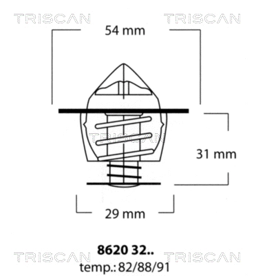 Thermostat, coolant (8620 3282)