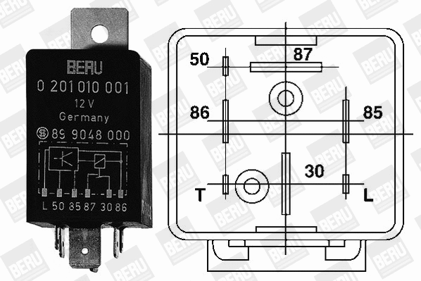 Relay, glow plug system