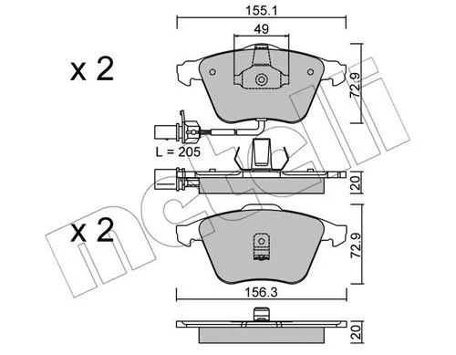 Brake Pad Set, disc brake (22-0549-0)