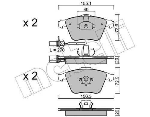 Brake Pad Set, disc brake (22-0549-1)