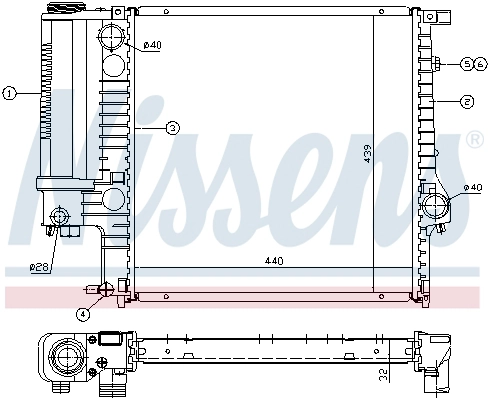 Radiator, engine cooling (60623A)