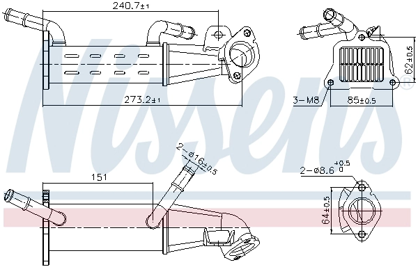 Cooler, exhaust gas recirculation (989451)