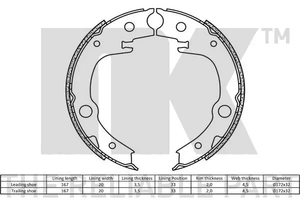 Brake Shoe Set, parking brake