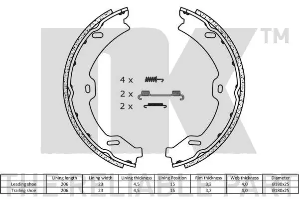 Brake Shoe Set, parking brake