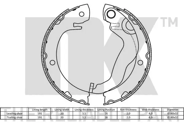 Brake Shoe Set, parking brake
