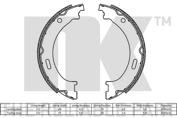 Brake Shoe Set, parking brake