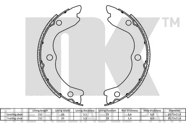 Brake Shoe Set, parking brake