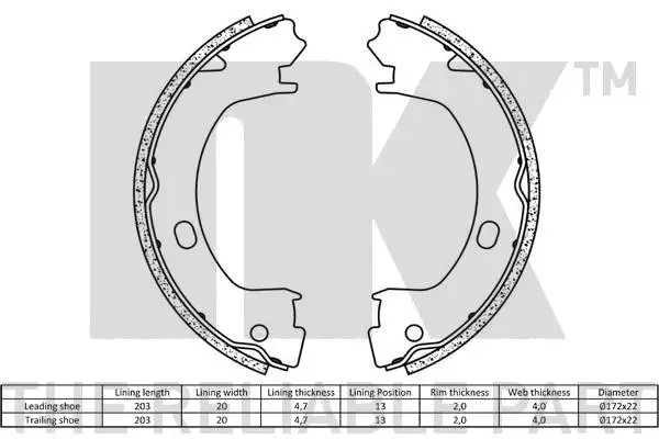 Brake Shoe Set, parking brake