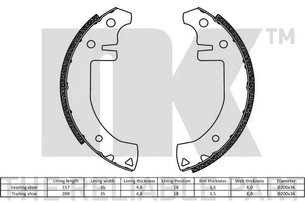 Brake Shoe Set, parking brake