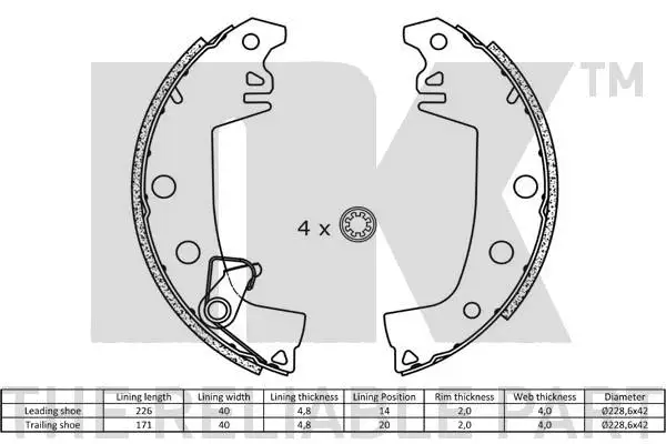 Brake Shoe Set, parking brake