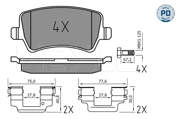 Brake Pad Set, disc brake (025 244 9618/PD)