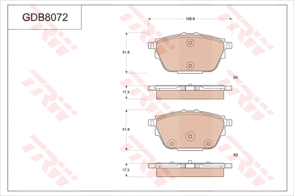 Brake Pad Set, disc brake (GDB8072)