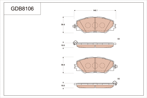Brake Pad Set, disc brake (GDB8106)