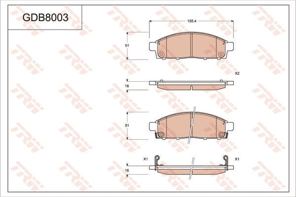 Brake Pad Set, disc brake (GDB8003)