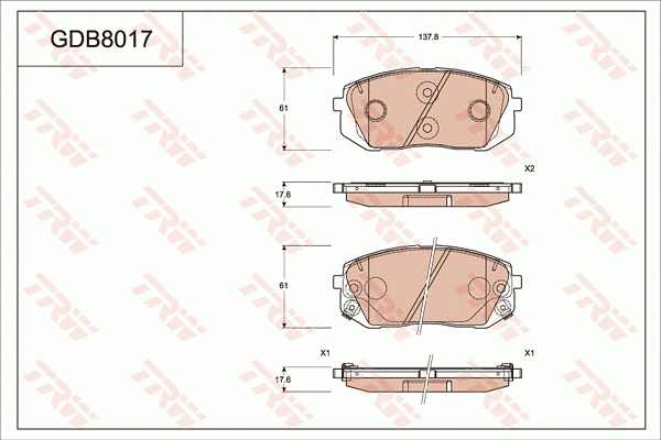 Brake Pad Set, disc brake (GDB8017)