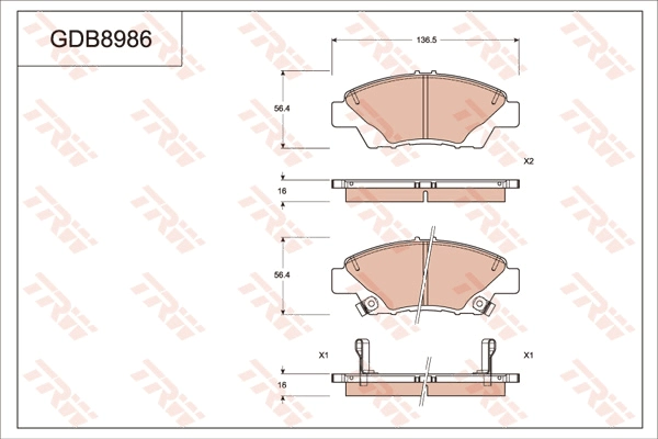 Brake Pad Set, disc brake (GDB8986AT)