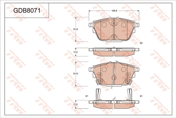 Brake Pad Set, disc brake (GDB8071DT)