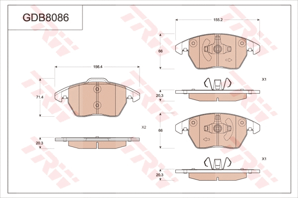 Brake Pad Set, disc brake (GDB8086)