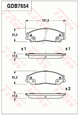 Brake Pad Set, disc brake (GDB7654)