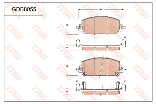 Brake Pad Set, disc brake (GDB8055)