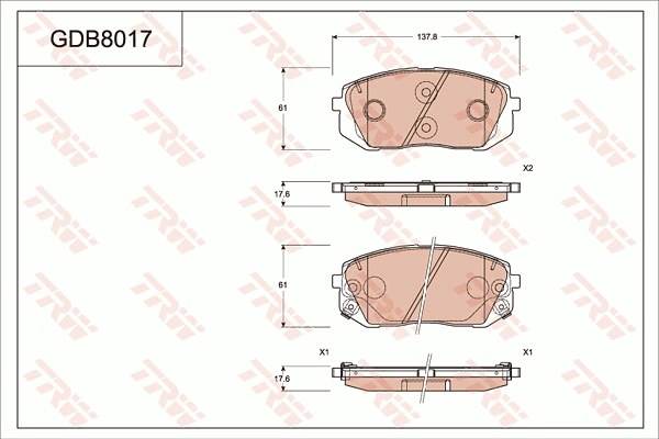 Brake Pad Set, disc brake (GDB8017AT)