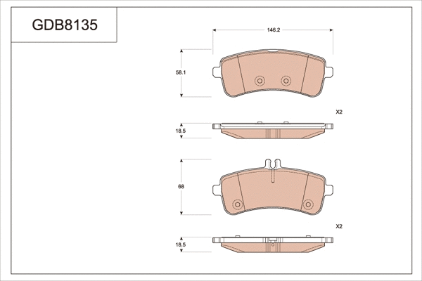 Brake Pad Set, disc brake (GDB8135)