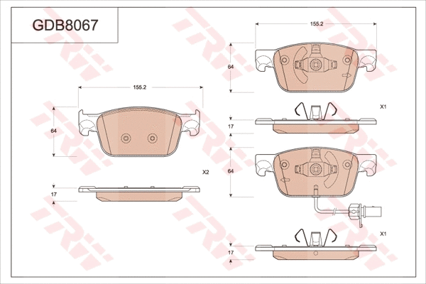 Brake Pad Set, disc brake (GDB8067)