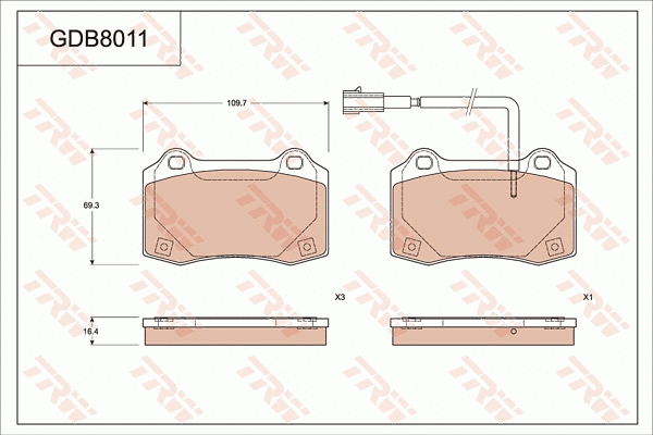 Brake Pad Set, disc brake (GDB8011)