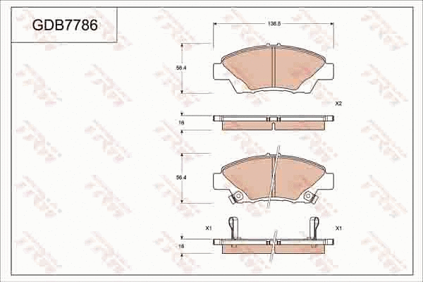 Brake Pad Set, disc brake (GDB7786)