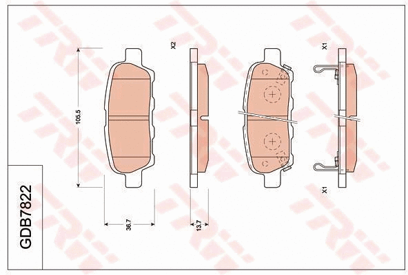 Brake Pad Set, disc brake (GDB7822)