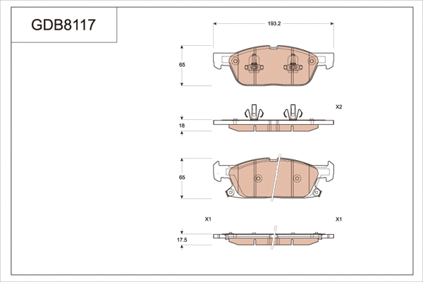 Brake Pad Set, disc brake (GDB8117)