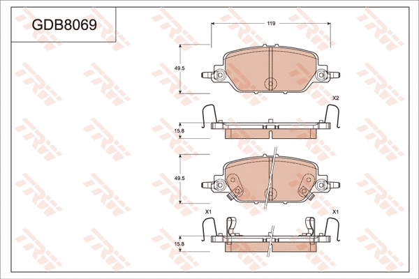 Brake Pad Set, disc brake (GDB8069)