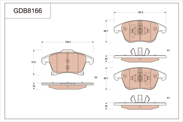 Brake Pad Set, disc brake (GDB8166)