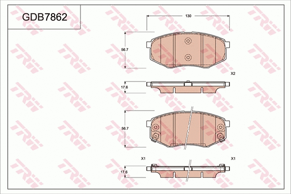 Brake Pad Set, disc brake (GDB7862)