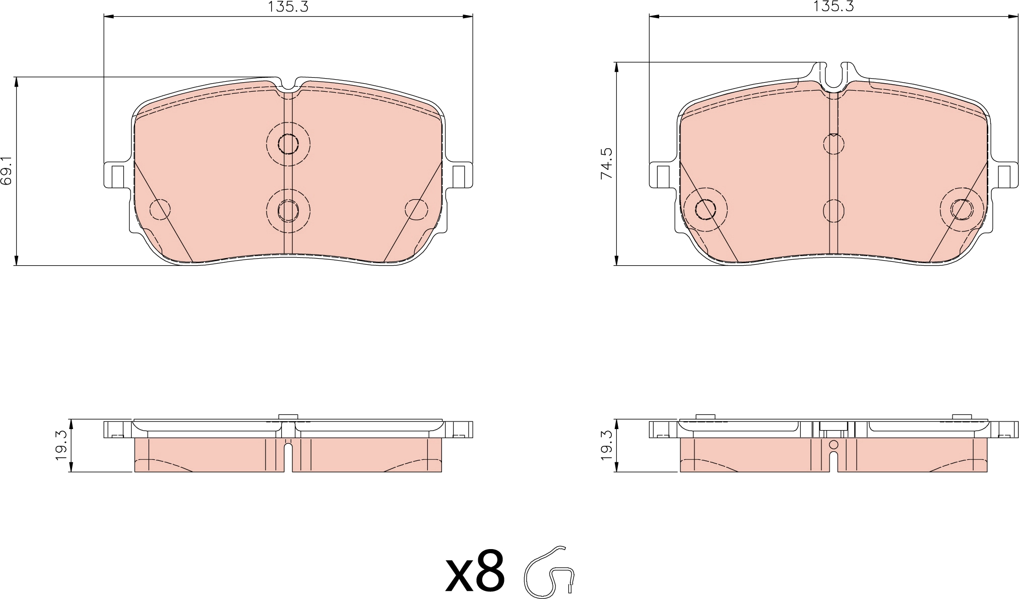 Brake Pad Set, disc brake (GDB8437)