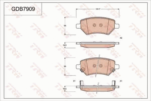 Brake Pad Set, disc brake (GDB7909)