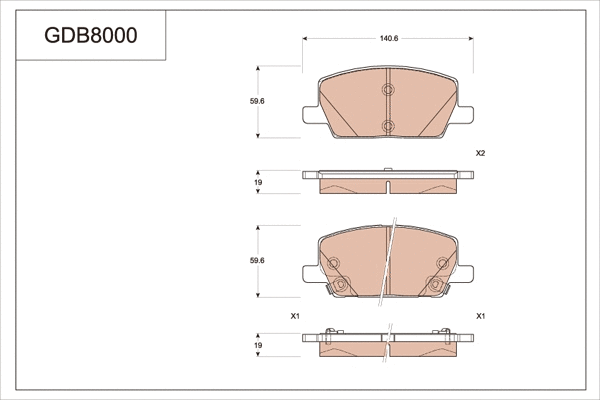 Brake Pad Set, disc brake (GDB8000)
