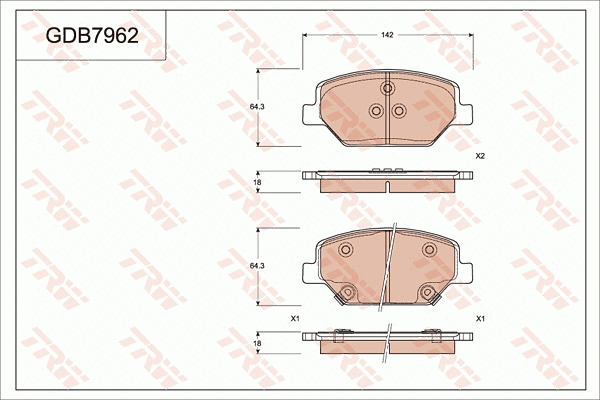 Brake Pad Set, disc brake (GDB7962)
