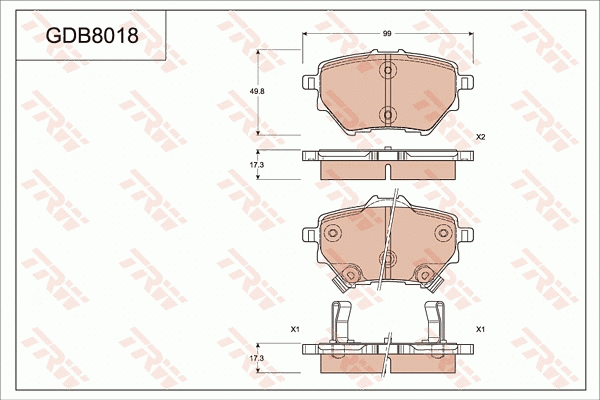 Brake Pad Set, disc brake (GDB8018)