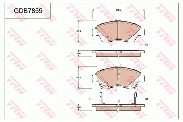 Brake Pad Set, disc brake (GDB7855)