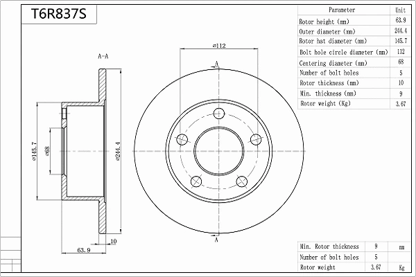 Brake Disc (T6R837S)