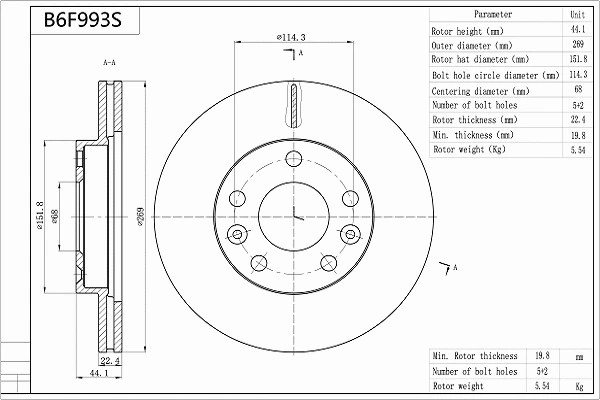 Brake Disc (B6F993S)