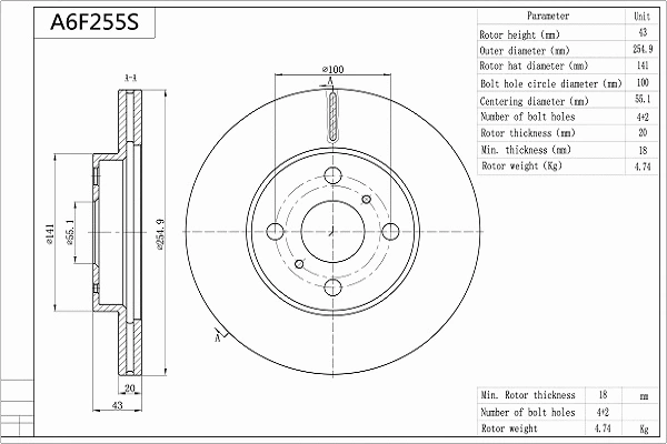 Brake Disc (A6F255S)